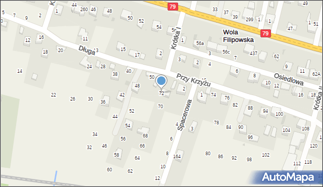 Wola Filipowska, Długa, 72, mapa Wola Filipowska