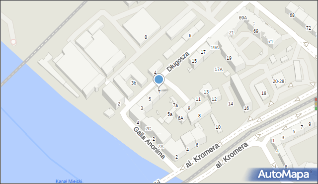 Wrocław, Długosza Jana, 7, mapa Wrocławia