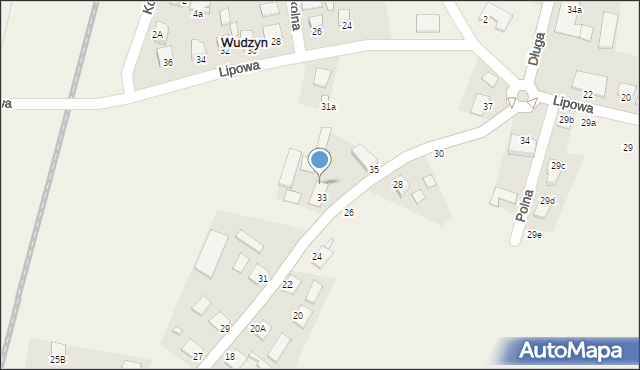 Wudzyn, Długa, 33a, mapa Wudzyn