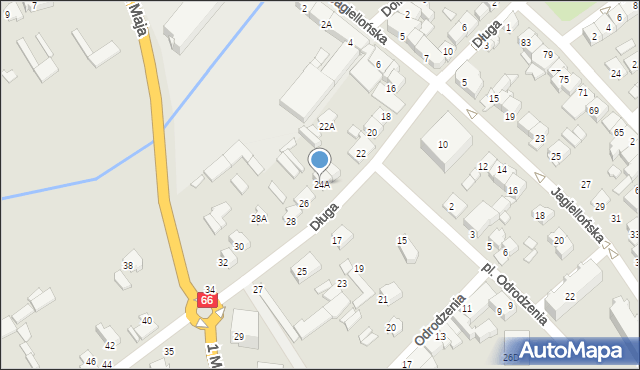 Wysokie Mazowieckie, Długa, 24A, mapa Wysokie Mazowieckie