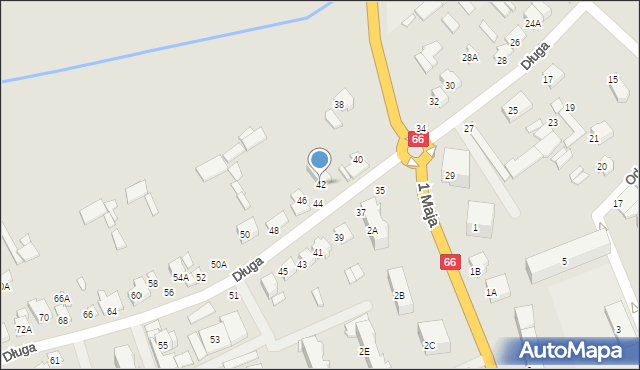 Wysokie Mazowieckie, Długa, 42, mapa Wysokie Mazowieckie