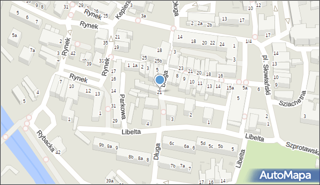 Żagań, Długa, 21, mapa Żagań