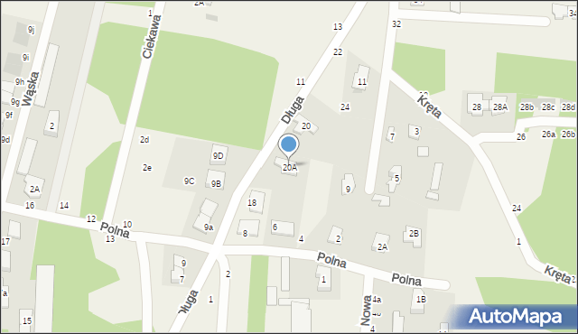 Zakręt, Długa, 20A, mapa Zakręt
