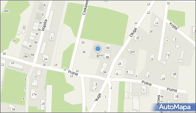 Zakręt, Długa, 9C, mapa Zakręt