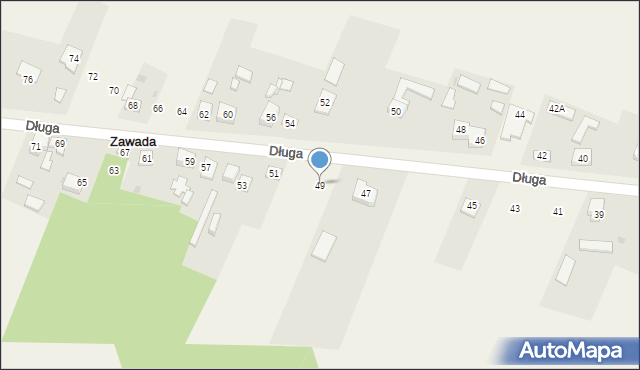 Zawada, Długa, 49, mapa Zawada