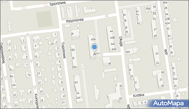 Zbąszynek, Długa, 45, mapa Zbąszynek