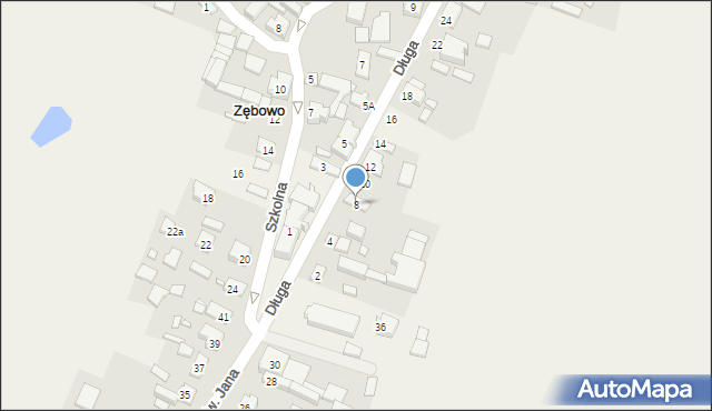 Zębowo, Długa, 8, mapa Zębowo