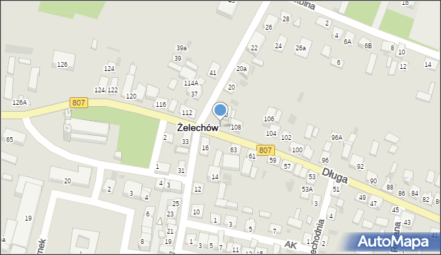 Żelechów, Długa, 110a, mapa Żelechów