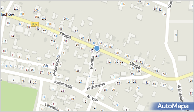 Żelechów, Długa, 43, mapa Żelechów