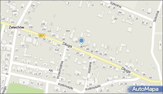 Żelechów, Długa, 90, mapa Żelechów