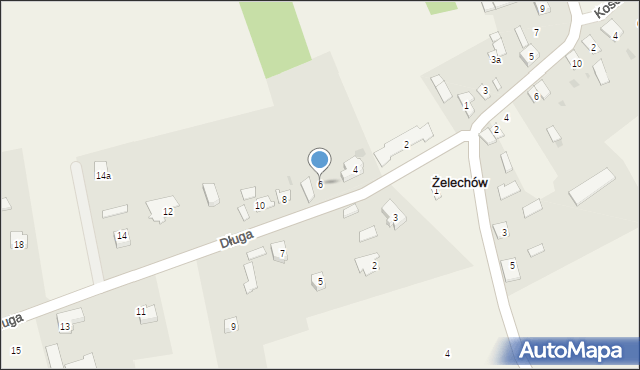 Żelechów, Długa, 6, mapa Żelechów