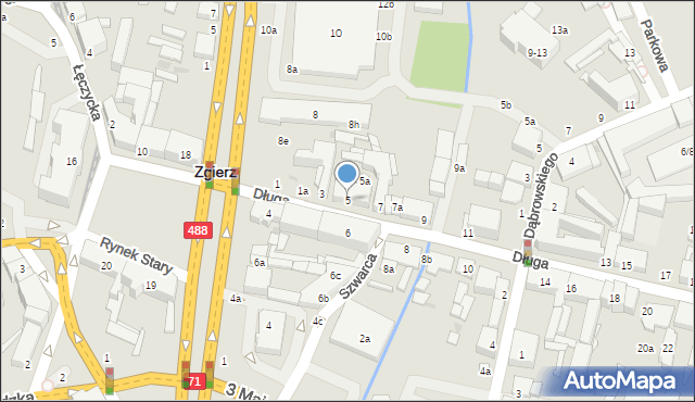 Zgierz, Długa, 5, mapa Zgierz