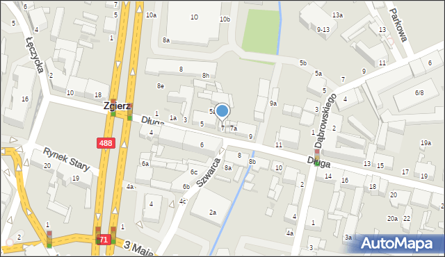 Zgierz, Długa, 7, mapa Zgierz