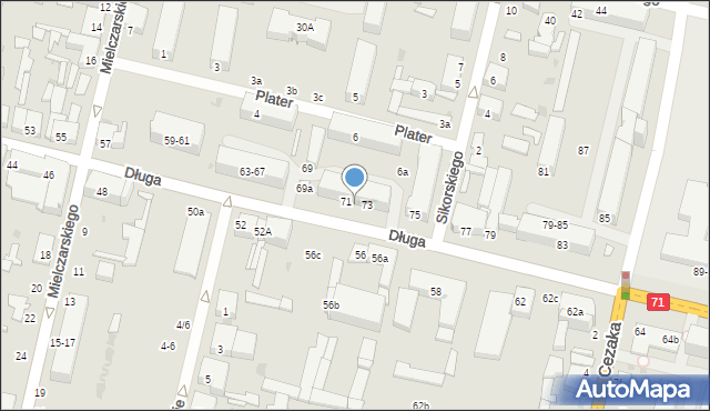 Zgierz, Długa, 71-73, mapa Zgierz