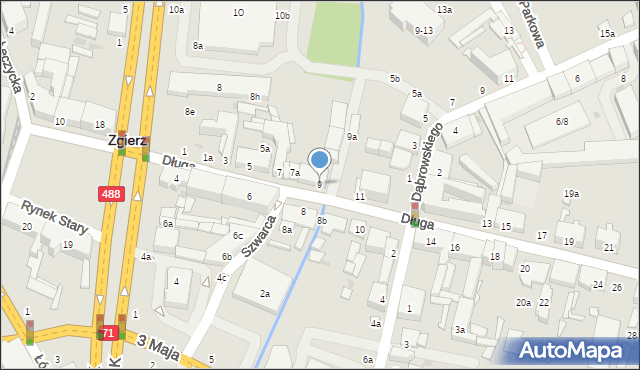 Zgierz, Długa, 9, mapa Zgierz