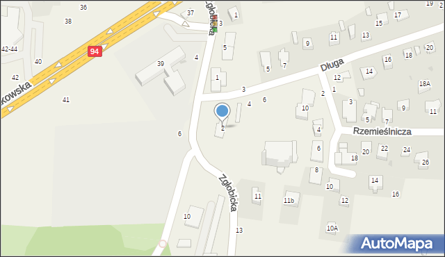 Zgłobice, Długa, 2, mapa Zgłobice