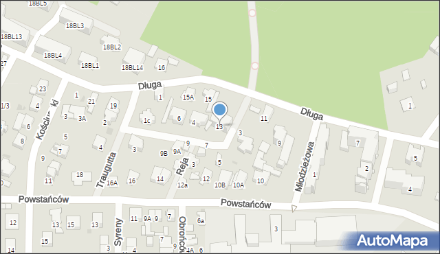 Zielonka, Długa, 13, mapa Zielonka