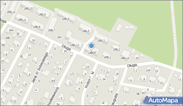 Zielonka, Długa, 18BL4, mapa Zielonka