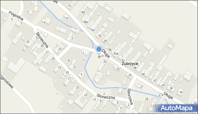 Zubrzyce, Długa, 35, mapa Zubrzyce