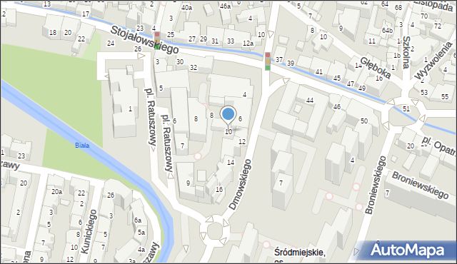 Bielsko-Biała, Dmowskiego Romana, 10, mapa Bielsko-Białej