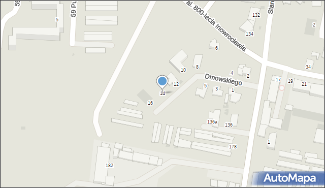 Inowrocław, Dmowskiego Romana, 14, mapa Inowrocławia