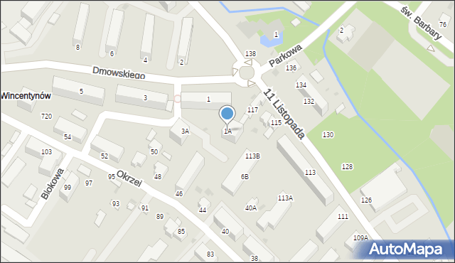 Jędrzejów, Dmowskiego Romana, 1A, mapa Jędrzejów