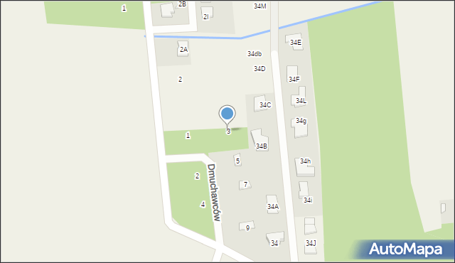 Kosów, Dmuchawców, 3, mapa Kosów