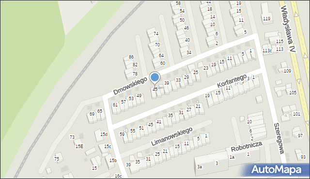 Koszalin, Dmowskiego Romana, 45, mapa Koszalina