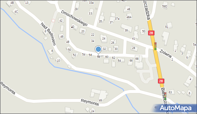 Krosno, Dmochowskiego Jerzego, prof., 58, mapa Krosna