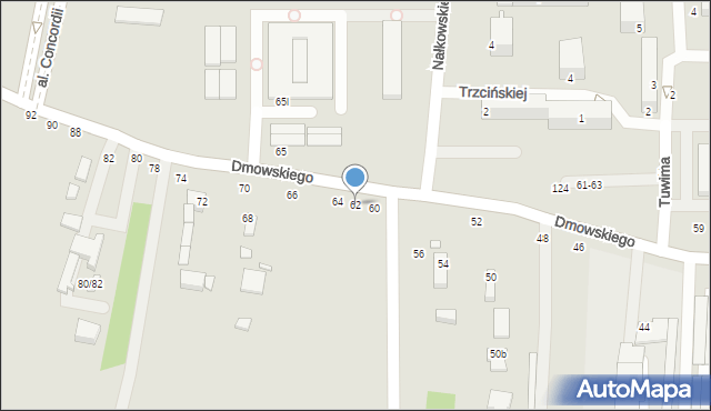 Piotrków Trybunalski, Dmowskiego Romana, 62, mapa Piotrków Trybunalski