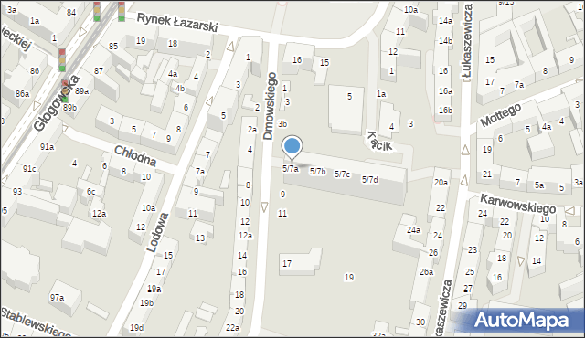 Poznań, Dmowskiego Romana, 5/7a, mapa Poznania