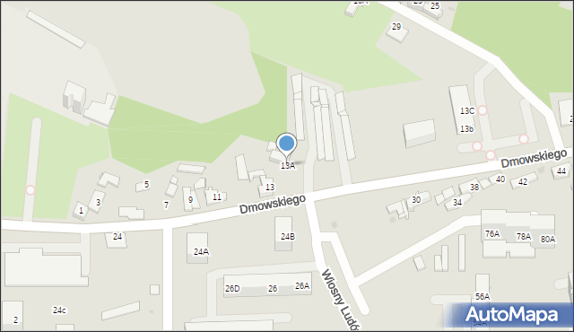 Sosnowiec, Dmowskiego Romana, 13A, mapa Sosnowca