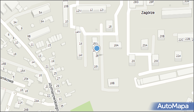 Sosnowiec, Dmowskiego Romana, 16, mapa Sosnowca