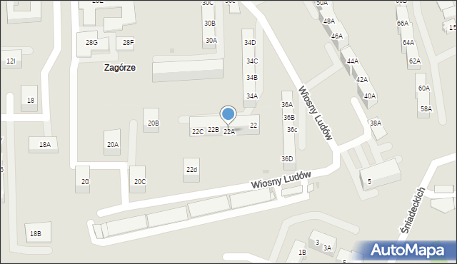 Sosnowiec, Dmowskiego Romana, 22A, mapa Sosnowca