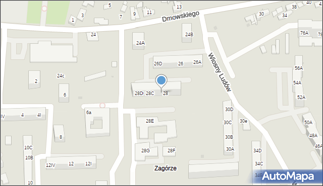 Sosnowiec, Dmowskiego Romana, 28B, mapa Sosnowca