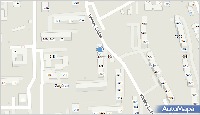 Sosnowiec, Dmowskiego Romana, 30C, mapa Sosnowca