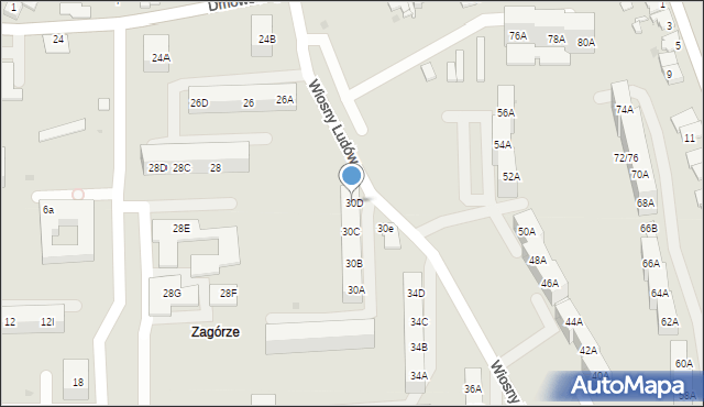 Sosnowiec, Dmowskiego Romana, 30D, mapa Sosnowca