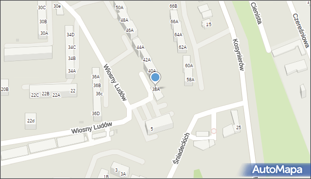 Sosnowiec, Dmowskiego Romana, 38A, mapa Sosnowca