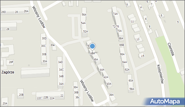 Sosnowiec, Dmowskiego Romana, 48A, mapa Sosnowca
