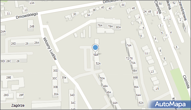 Sosnowiec, Dmowskiego Romana, 54A, mapa Sosnowca