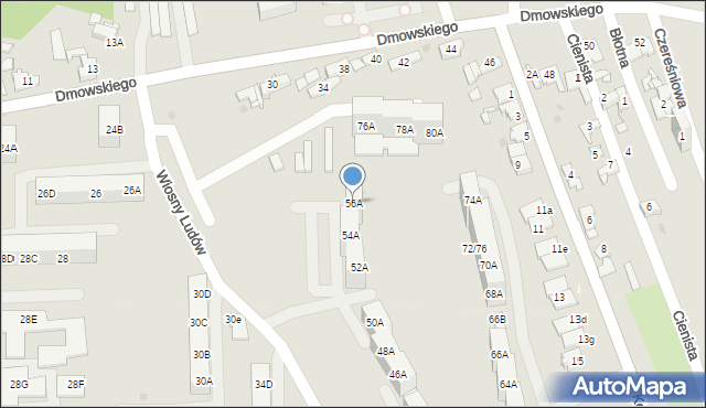 Sosnowiec, Dmowskiego Romana, 56A, mapa Sosnowca