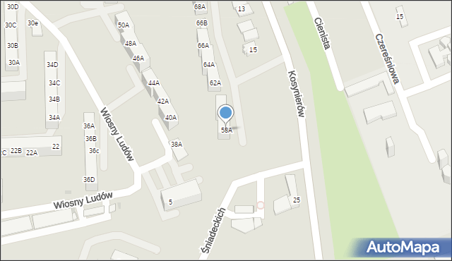 Sosnowiec, Dmowskiego Romana, 58A, mapa Sosnowca