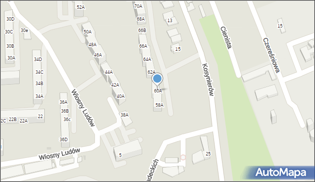 Sosnowiec, Dmowskiego Romana, 60A, mapa Sosnowca