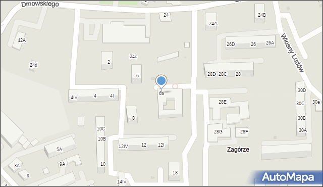 Sosnowiec, Dmowskiego Romana, 6a, mapa Sosnowca