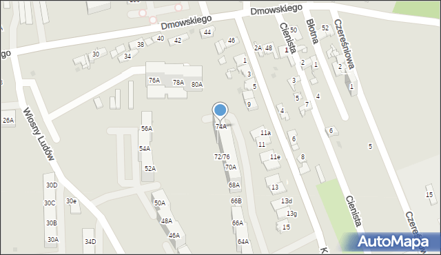 Sosnowiec, Dmowskiego Romana, 74A, mapa Sosnowca