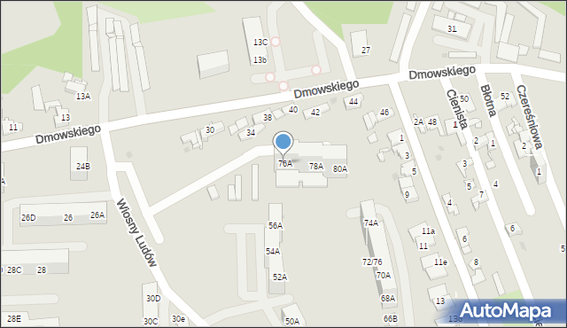 Sosnowiec, Dmowskiego Romana, 76A, mapa Sosnowca