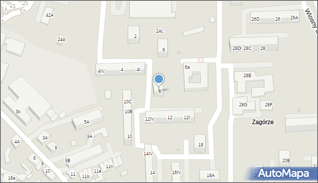 Sosnowiec, Dmowskiego Romana, 8, mapa Sosnowca