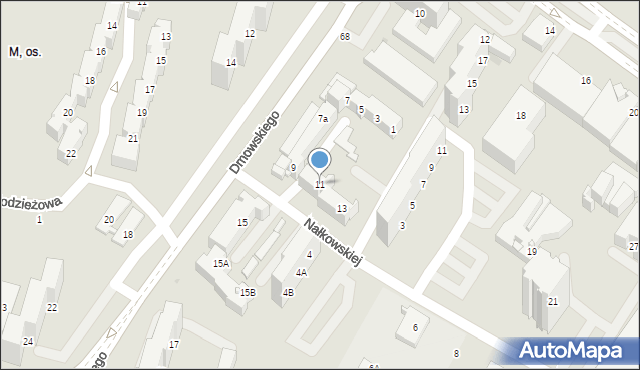 Tychy, Dmowskiego Romana, 11, mapa Tychów