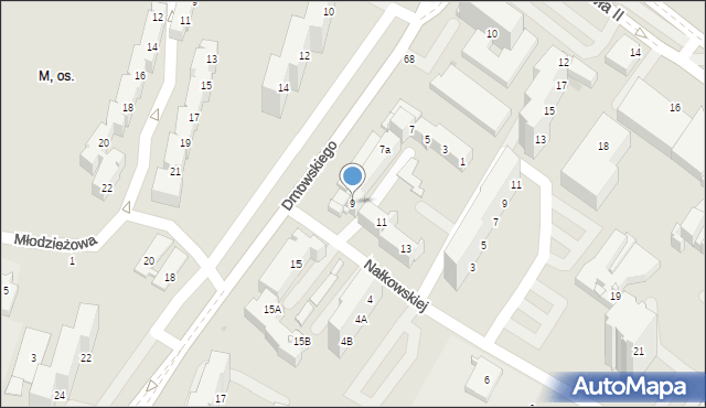 Tychy, Dmowskiego Romana, 9, mapa Tychów