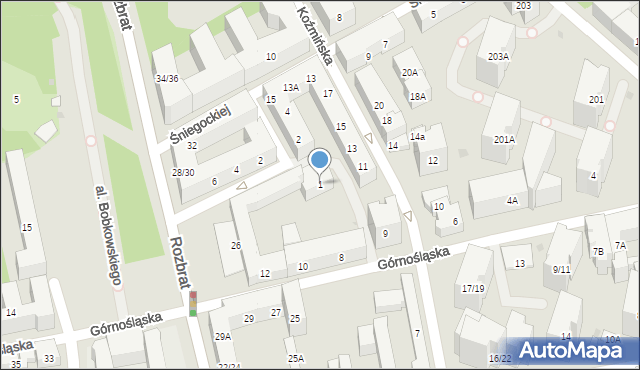 Warszawa, Dmochowskiego Franciszka Ksawerego, 1, mapa Warszawy